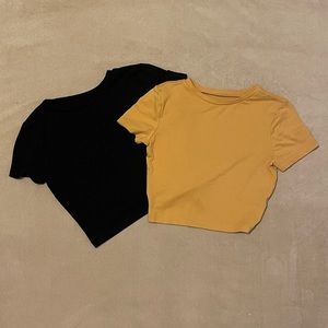 2 pack wild fable black and yellow cropped tight tees